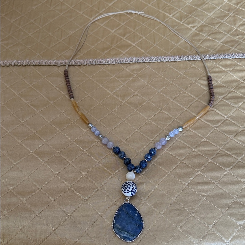 J. Jill Blue and Brown Beaded Necklace